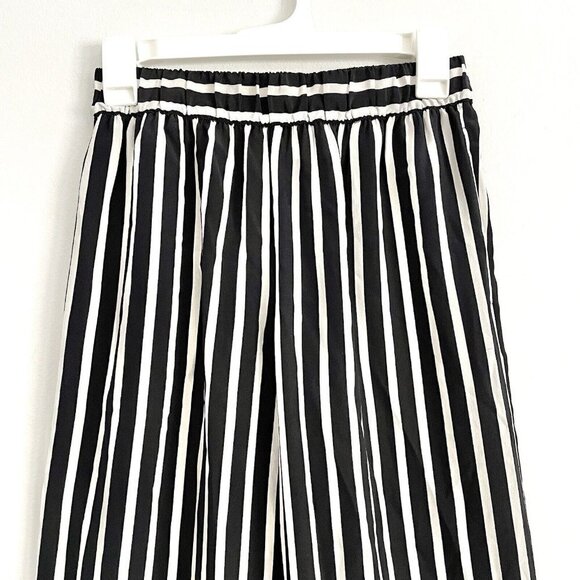 Marie France Van Damme Black / White Stripe Silk Crepe de Chine Flare Pants Sz 0 - Picture 3 of 10